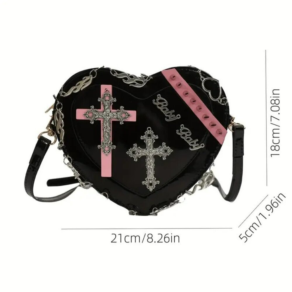 Gothic Heart-Shaped Crossbody Bag NWT - Picture 7 of 7